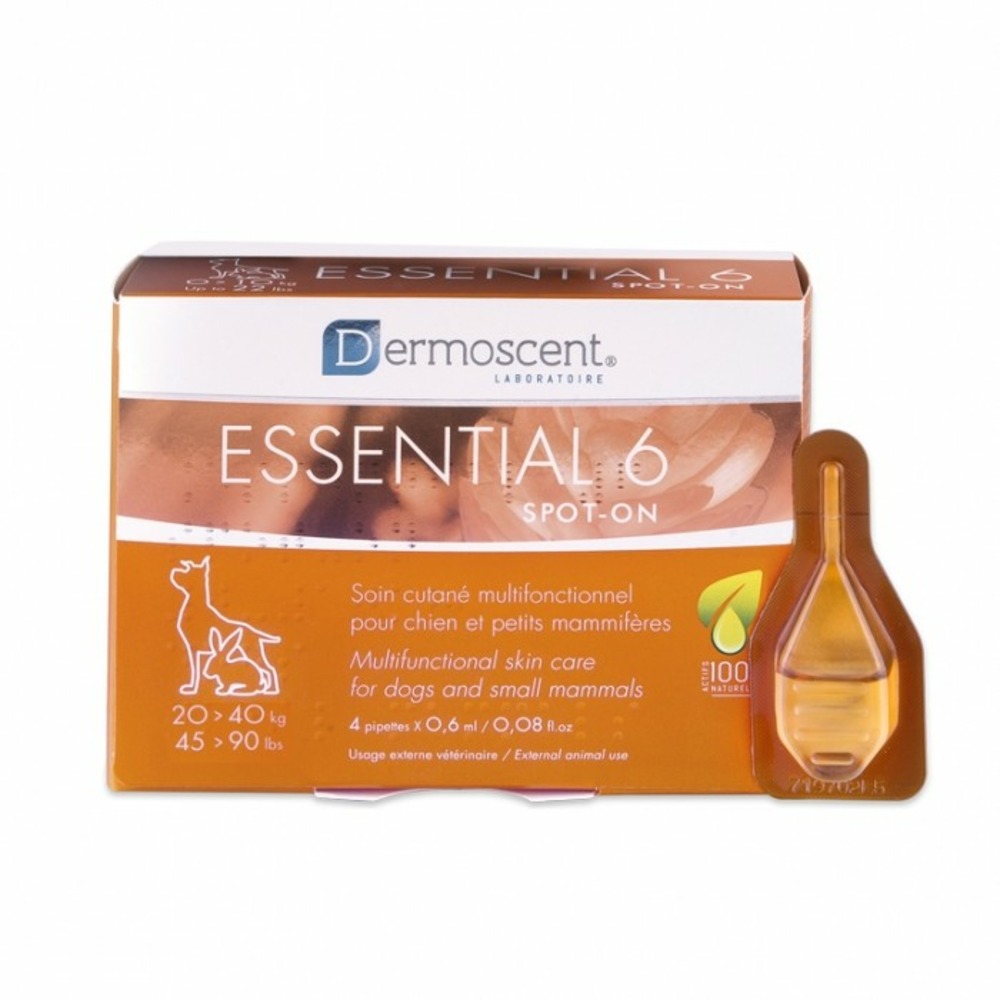 Essential 6 spot-on chien et rongeurs boîte de 4 pipettes 20 40kg