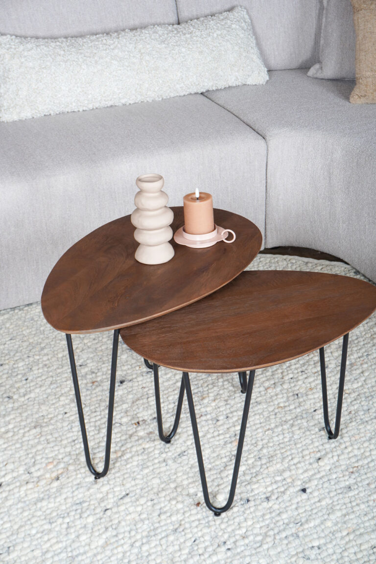 Salontafel Fabio Espresso Mangohout – Set van 2