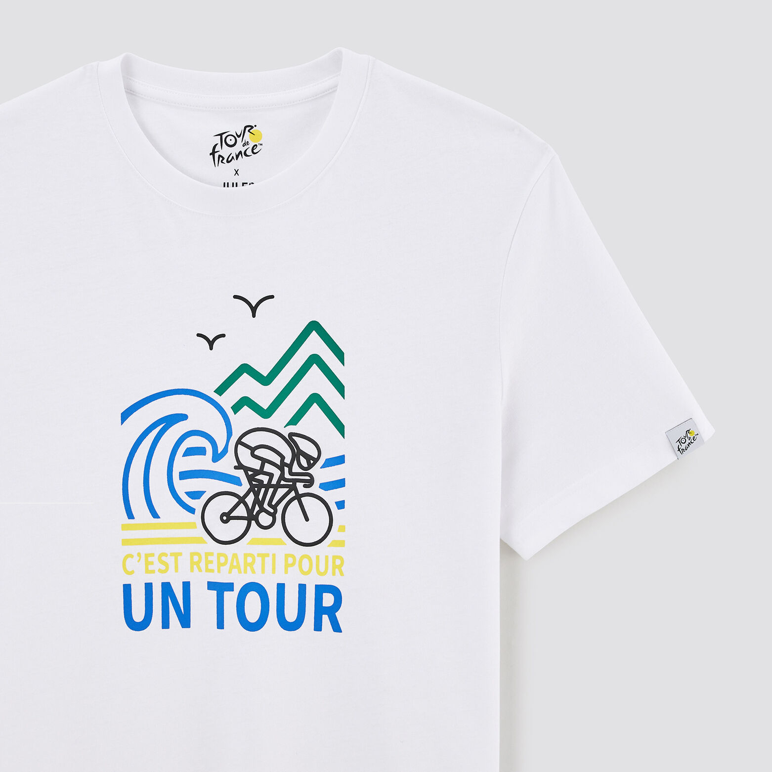 Tee shirt col rond imprimé licence Tour de France Blanc