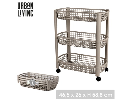URBAN LIVING - Desserte à roulettes 3 niveaux liberty en plastique - gris