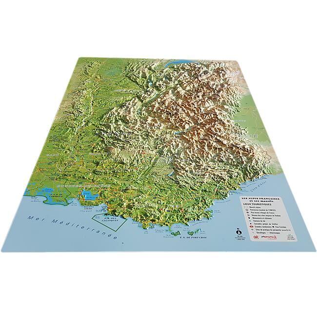 3D MAP - RELIEF ALPES 61X41 ECHELLE 1 650 000