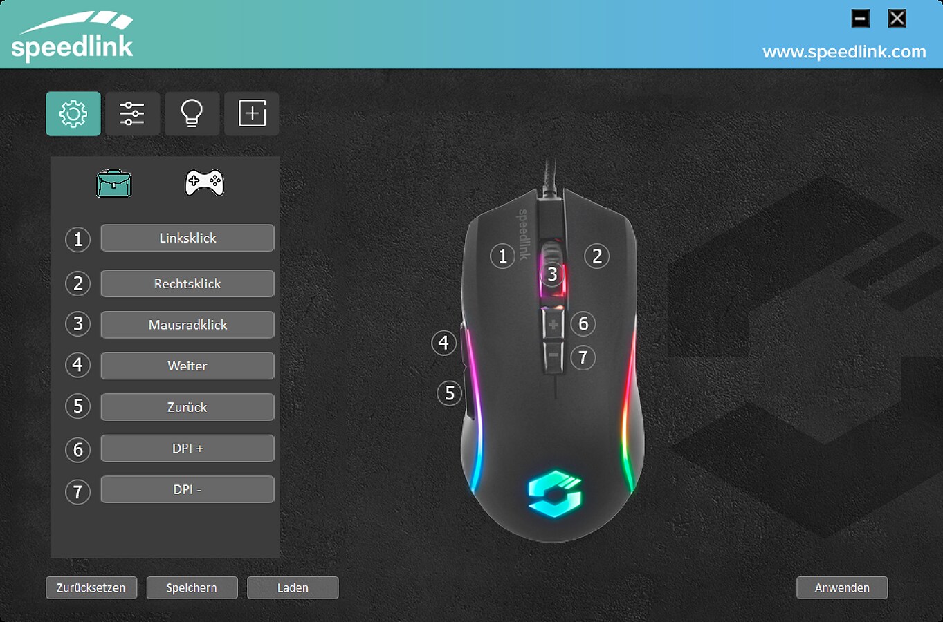 SPEEDLINK ZAVOS RGB Gaming Mouse, rubber-black
