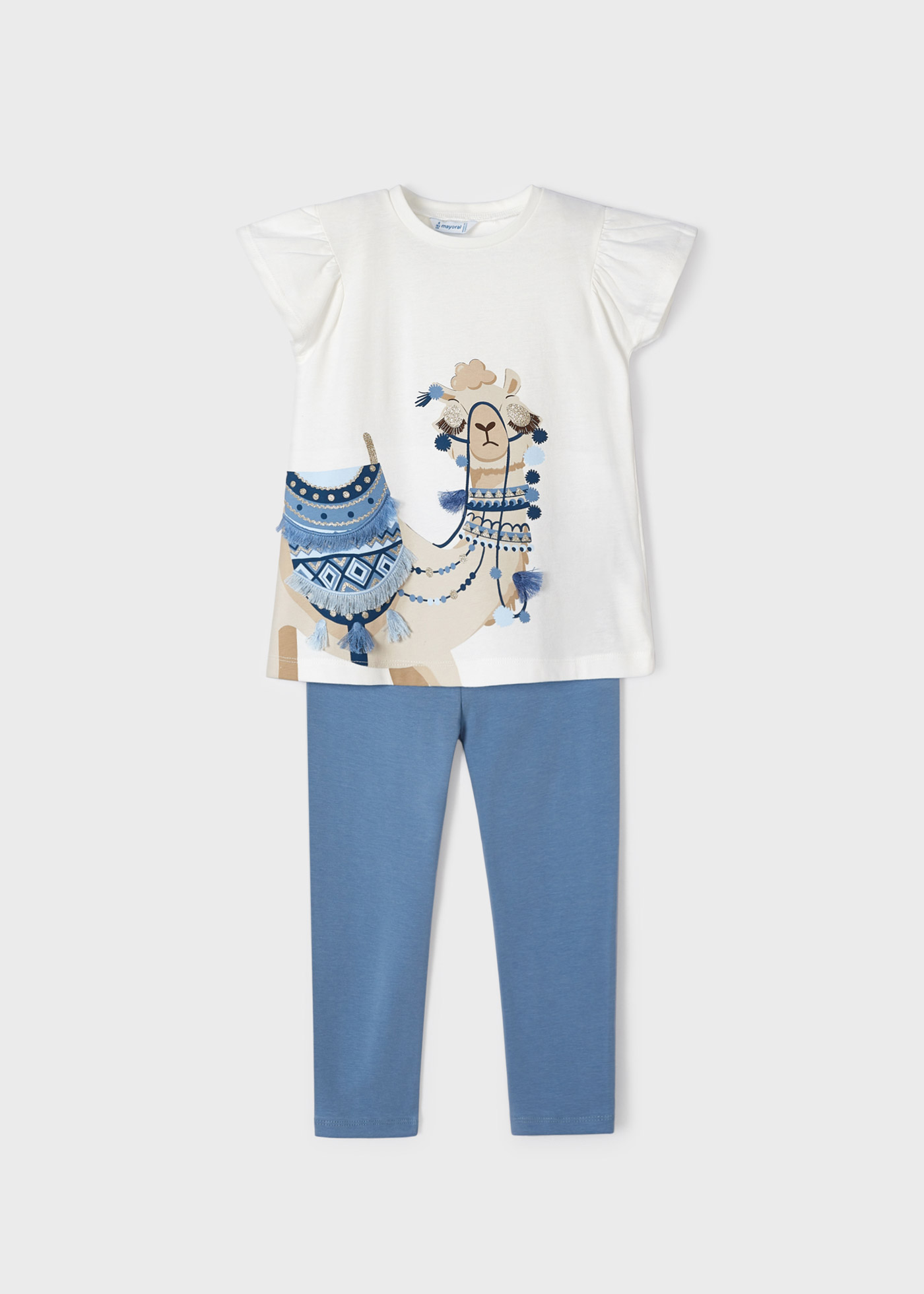 Conjunto de duas peças com bordado em algodão sustentável para meninas