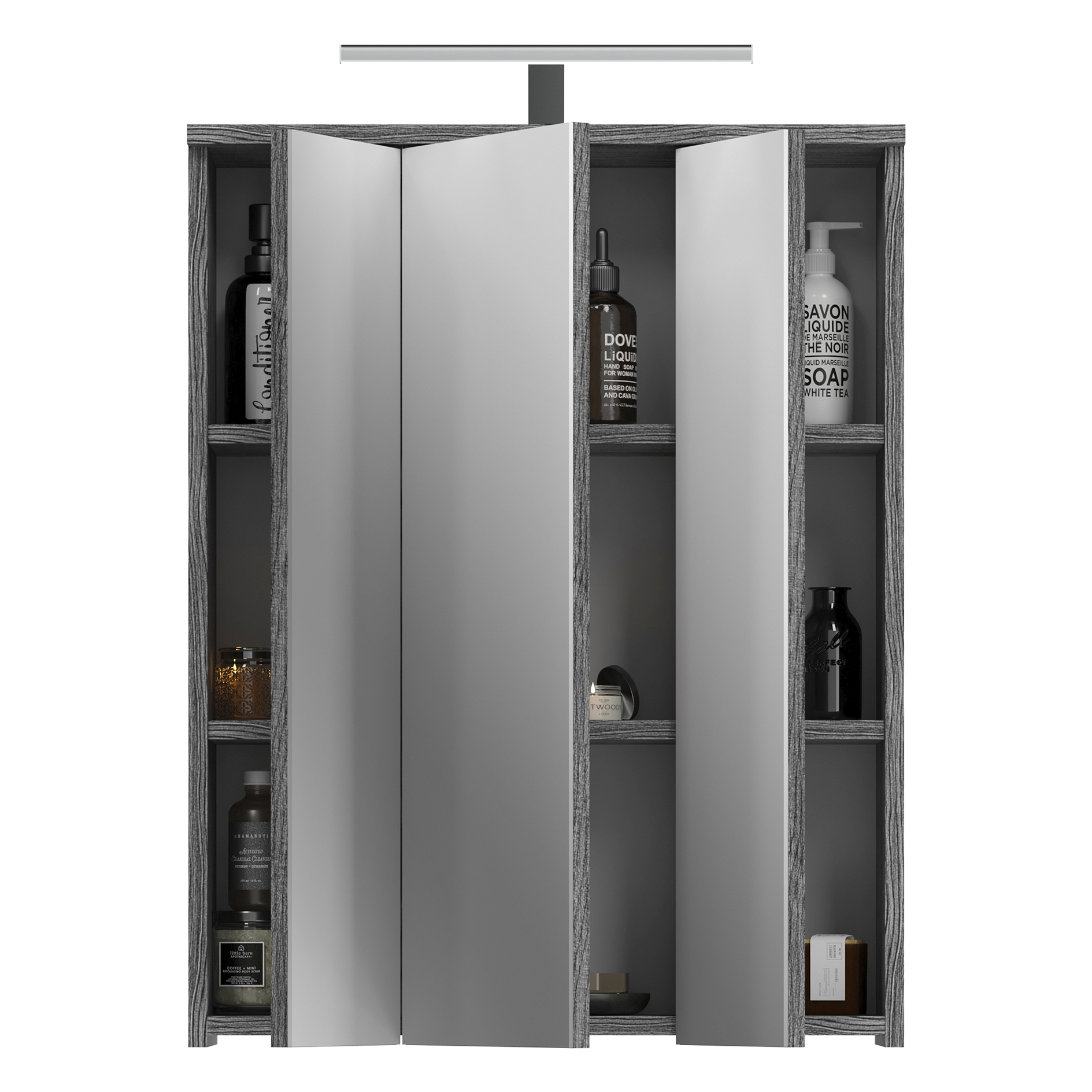 Spiegelschrank BLAKE - rauchsilber - mit Beleuchtung - 64 cm
