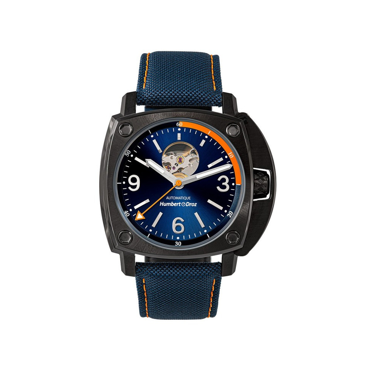 Montre HUMBERT-DROZ hd1 homme automatique, bracelet tissu bleu fonce