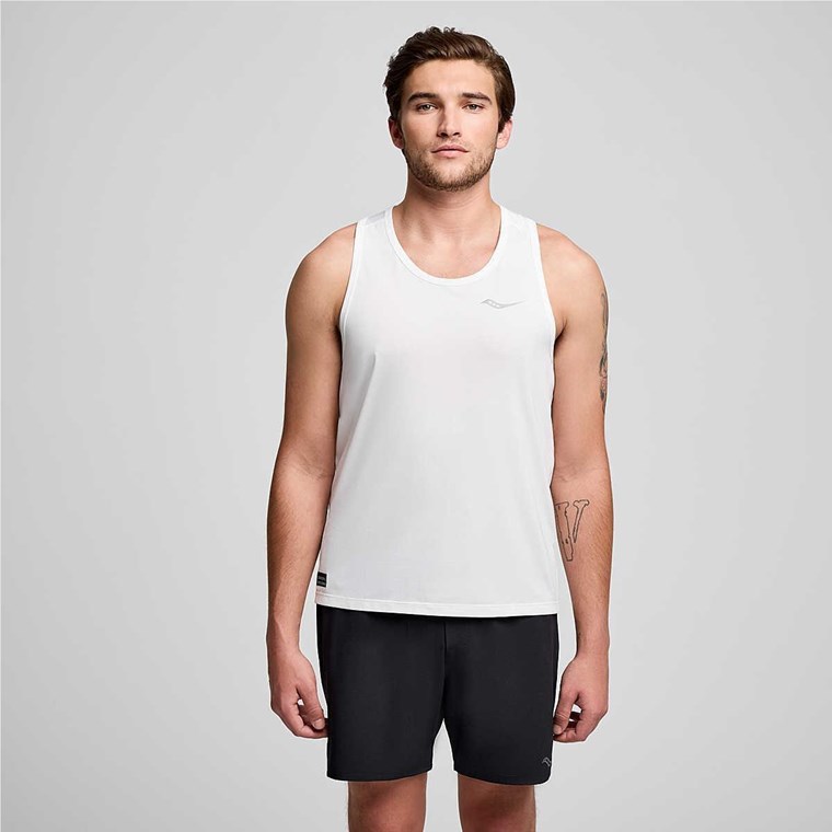 Saucony Stoppeklokke Singlet Herre Hvit