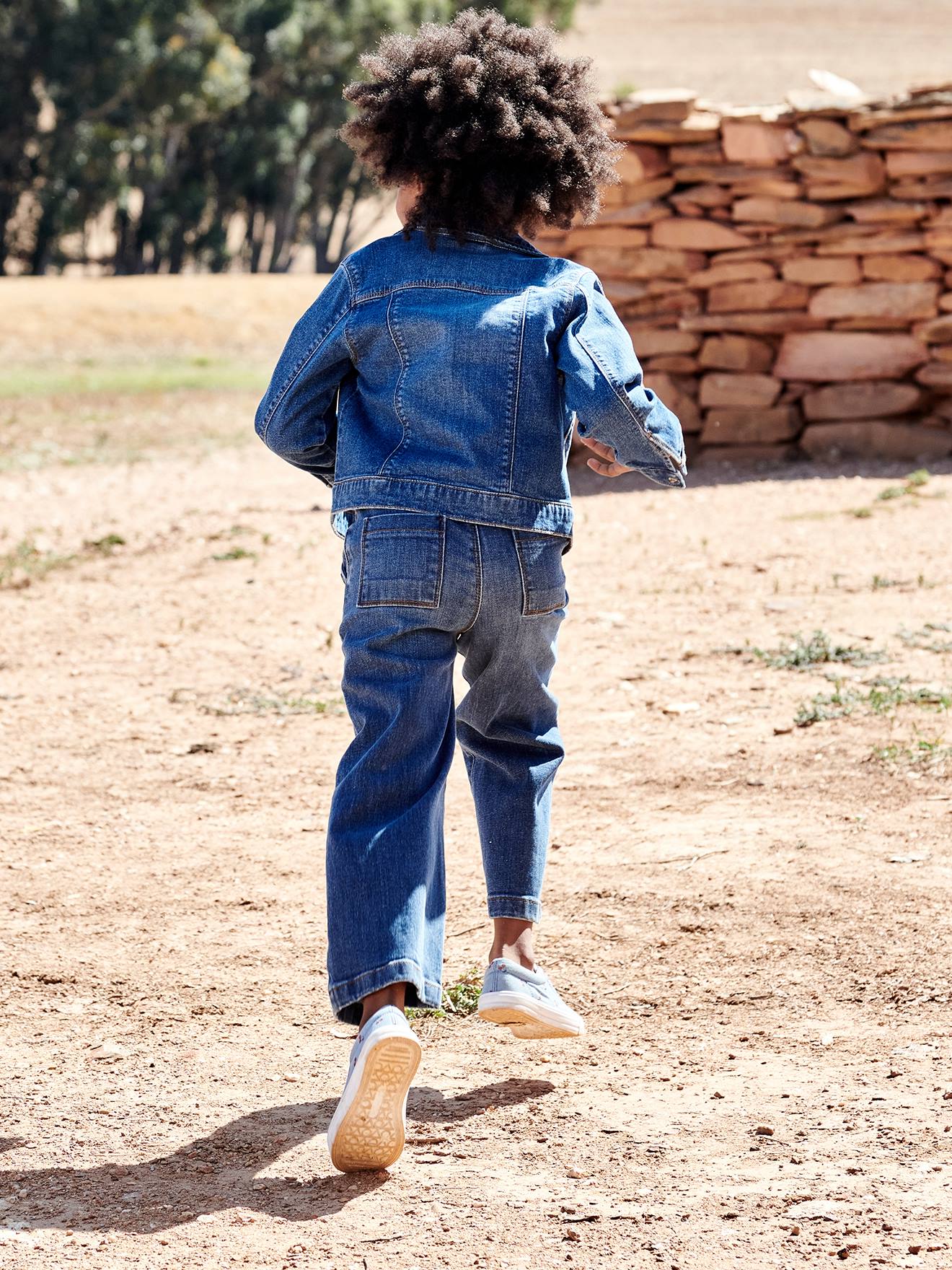 Calça jeans flare com efeito de ponte fantasia para meninas, cor pedra
