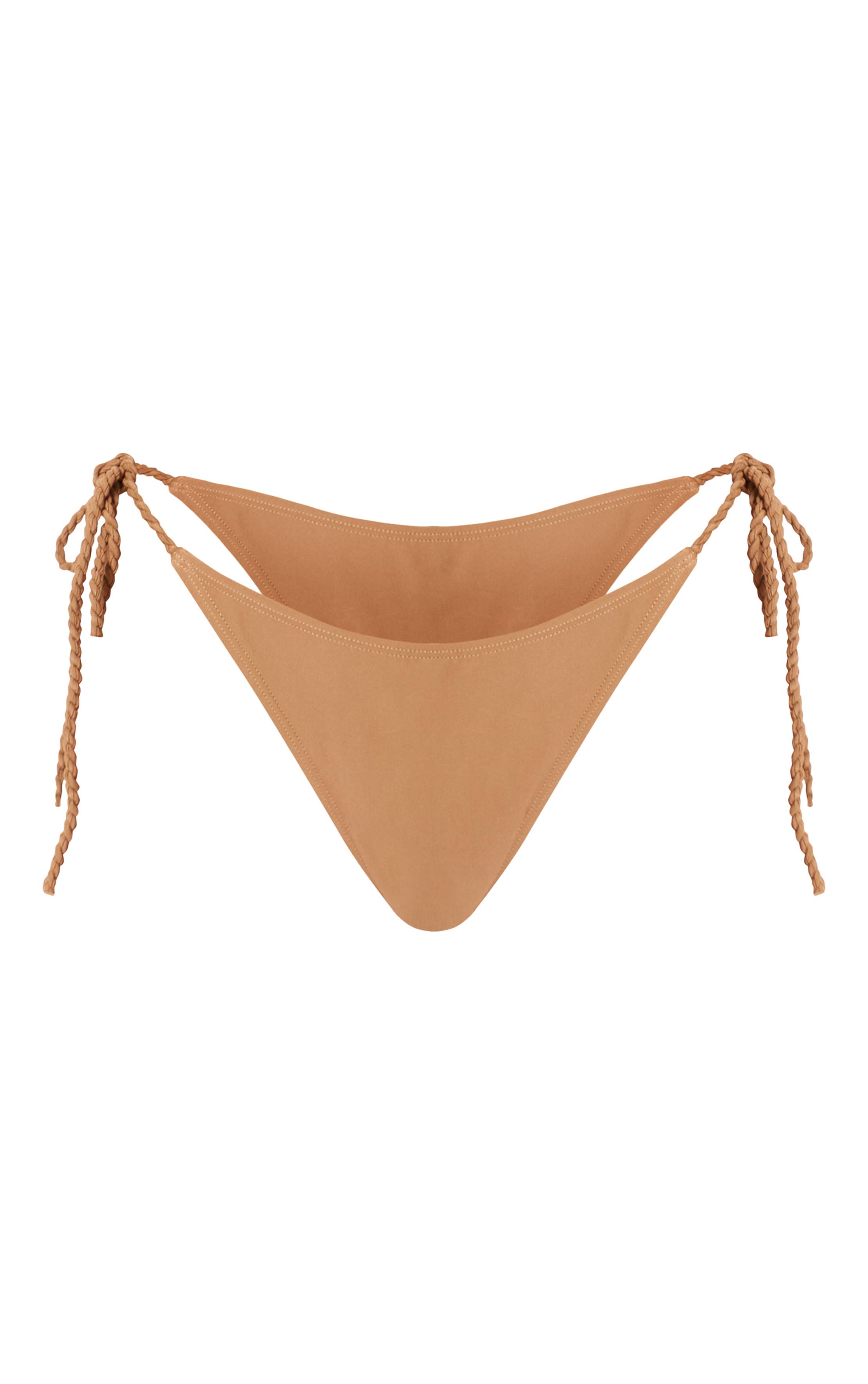 Gris Pierre Bas De Bikini À Liens Latéraux Et Bretelles Torsadées