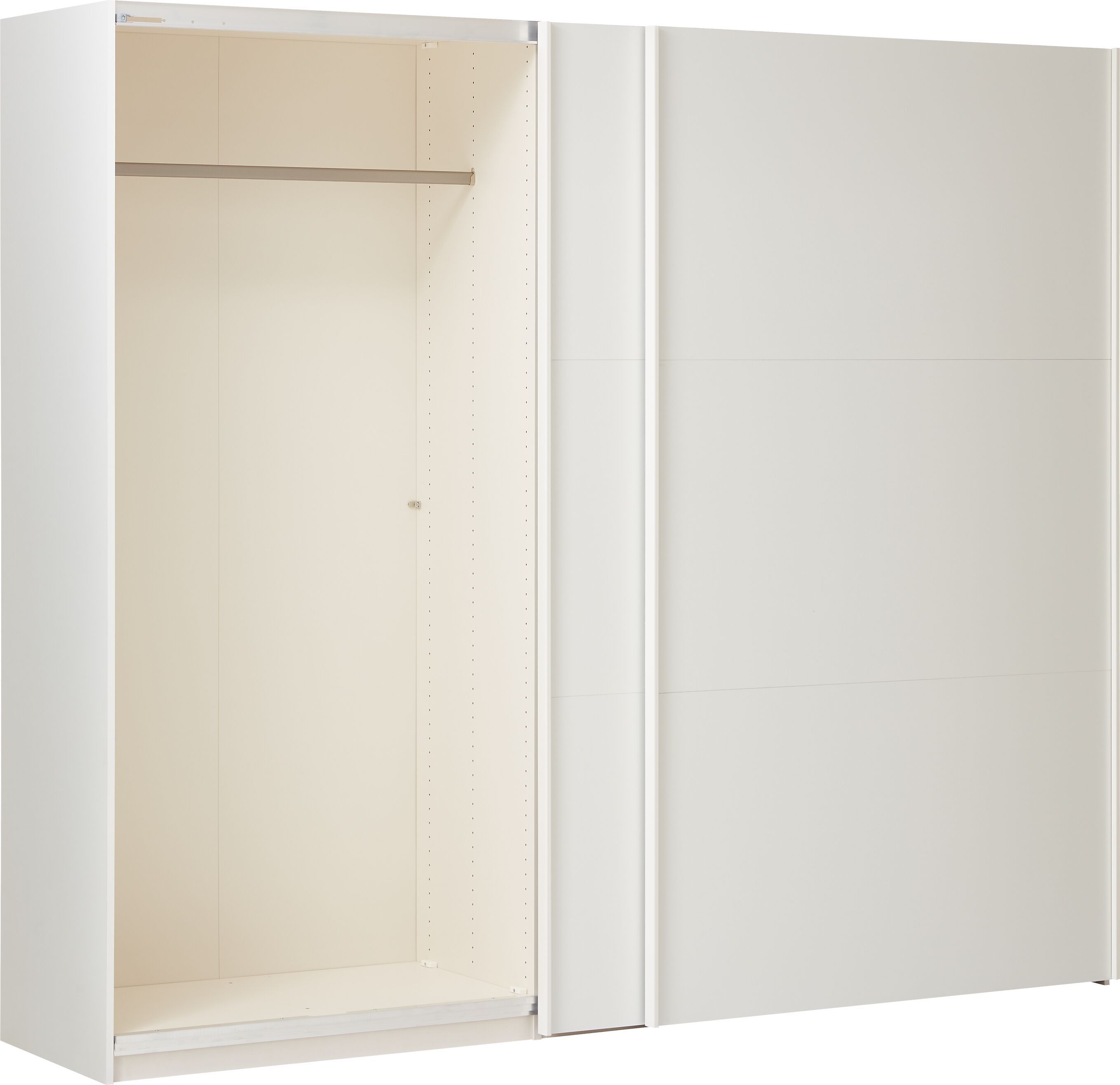 MODUL Schwebetürenschrank - Weiss / B: 253.0 cm x T: 65.0 cm x H: 220.0 cm