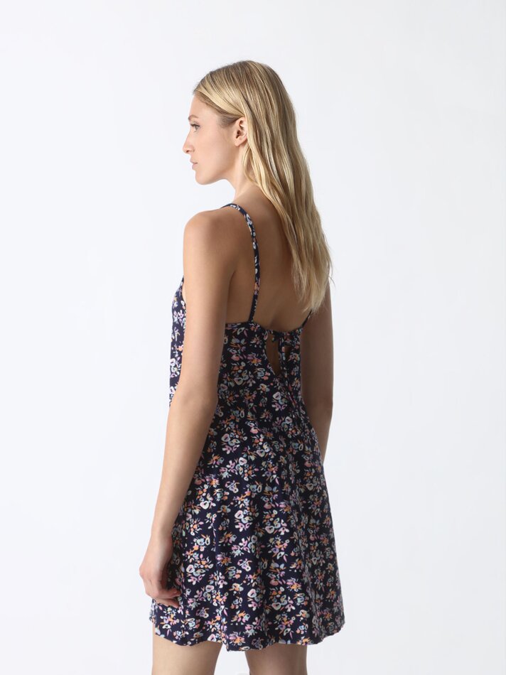 Vestido curto de alças finas - Azul/índigo
