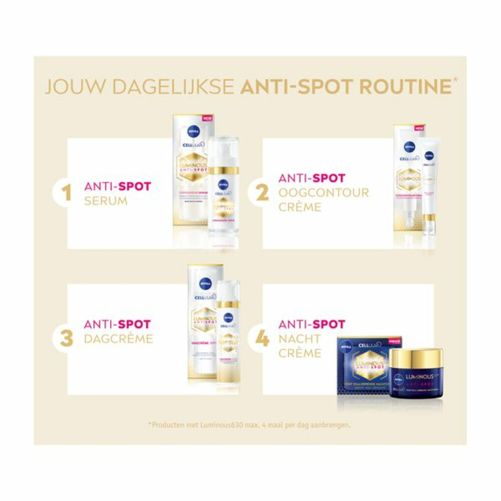 3x Nivea Luminous 630 DagcrèmeAnti-Spot SPF 5040 ml