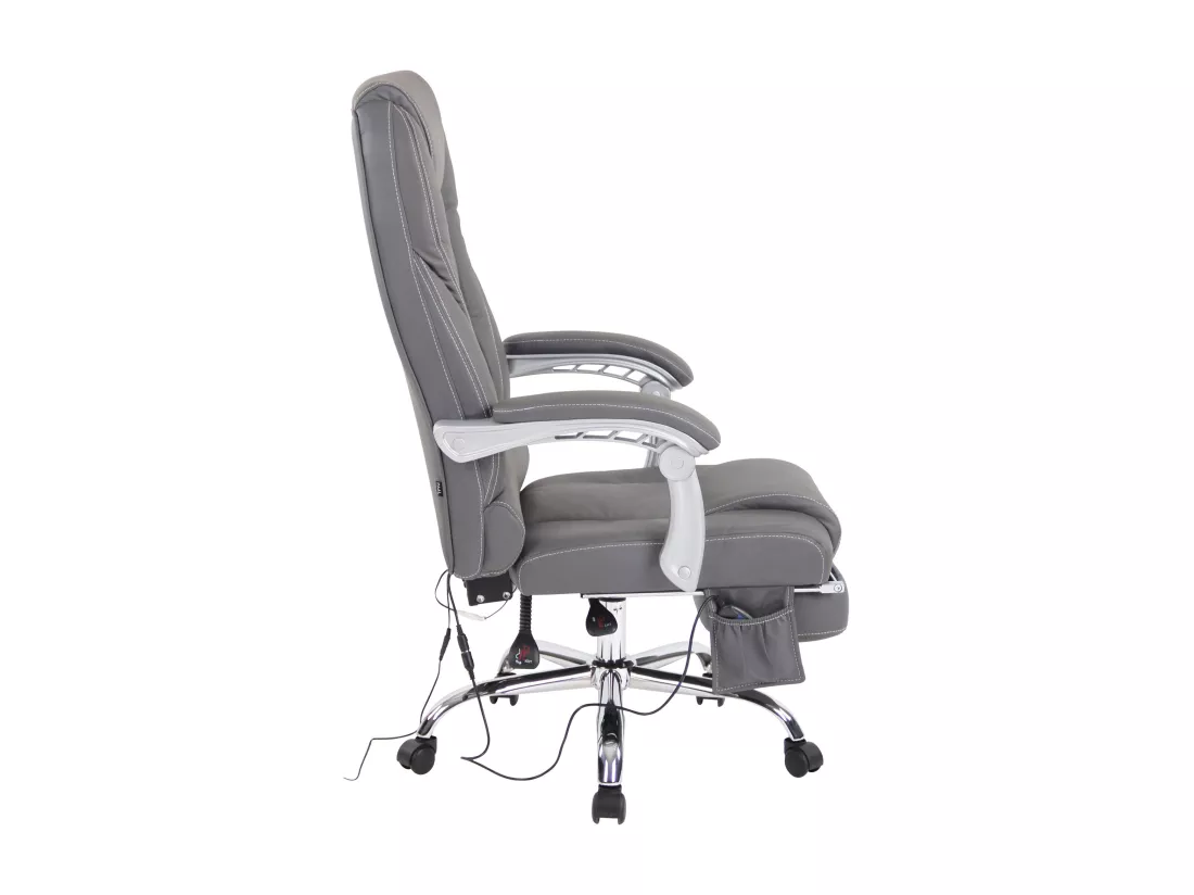 Chaise de bureau - Véritable cuir - Gris - Pacific