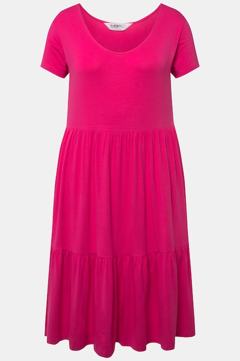 Jerseykleid, Rundhals, Halbarm, Saum-Volants