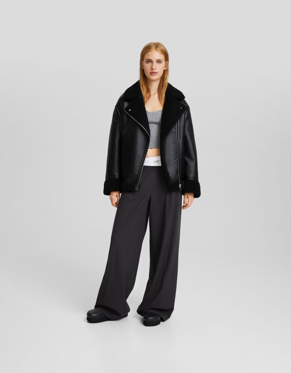 Jaqueta de motociclista dupla face oversized