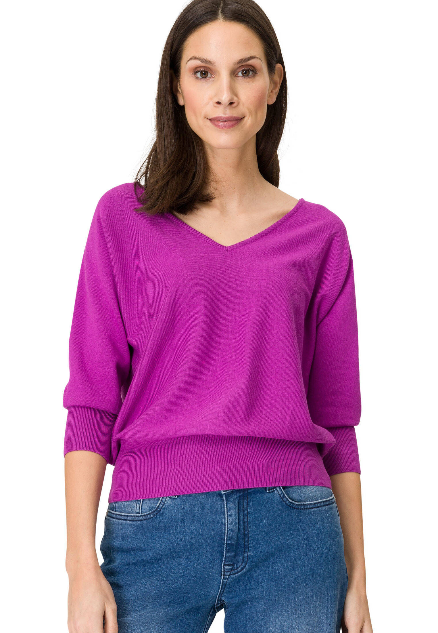 zero| Damen Feinstrickpullover mit V-Ausschnitt