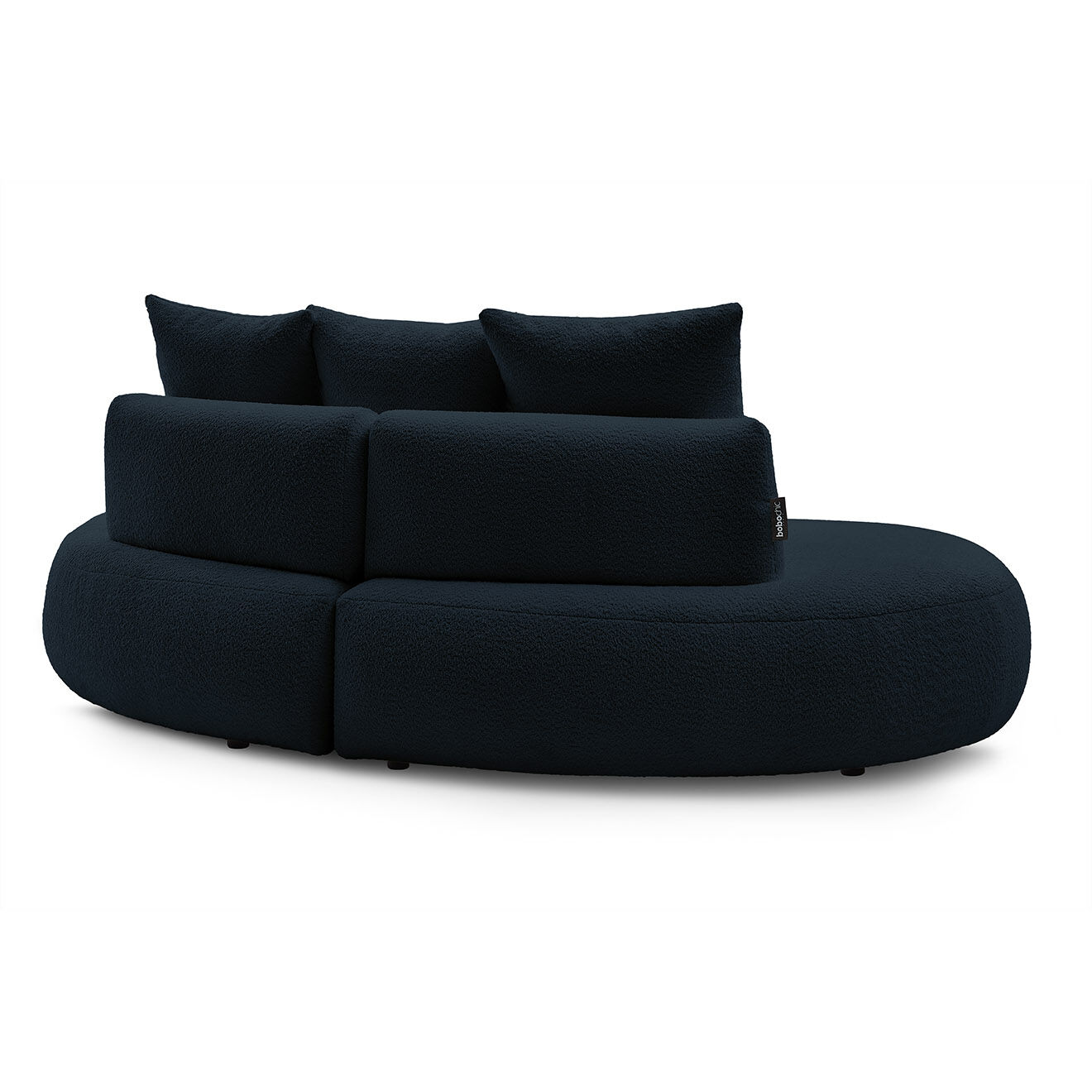 Bobochic Canapé droit fixe 3 places saint-germain tissu bouclette bleu foncé - 260x145x92 cm