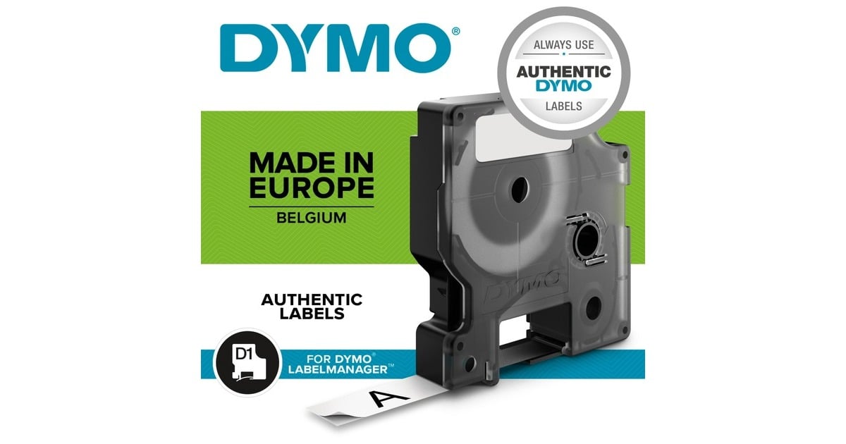 DymoD1-Permanent polyester tape 12mm x 5,5m printlint  (Zwart)
