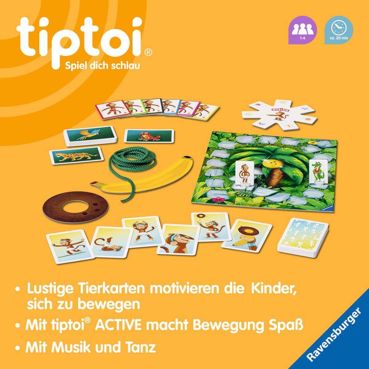 Ravensburger Spiel tiptoi® ACTIVE Dschungel-Olympiade