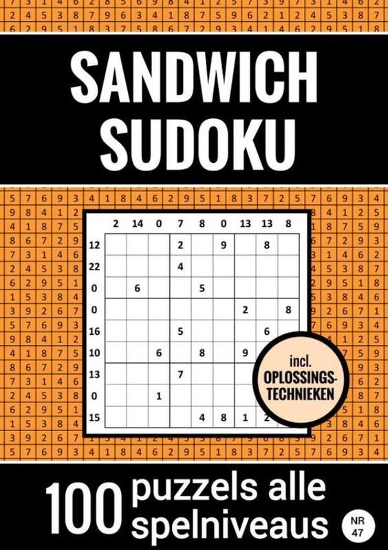 Puzzelboek - Sandwich Sudoku - A5 - 100 Puzzels - Zwart/Wit - Paperback