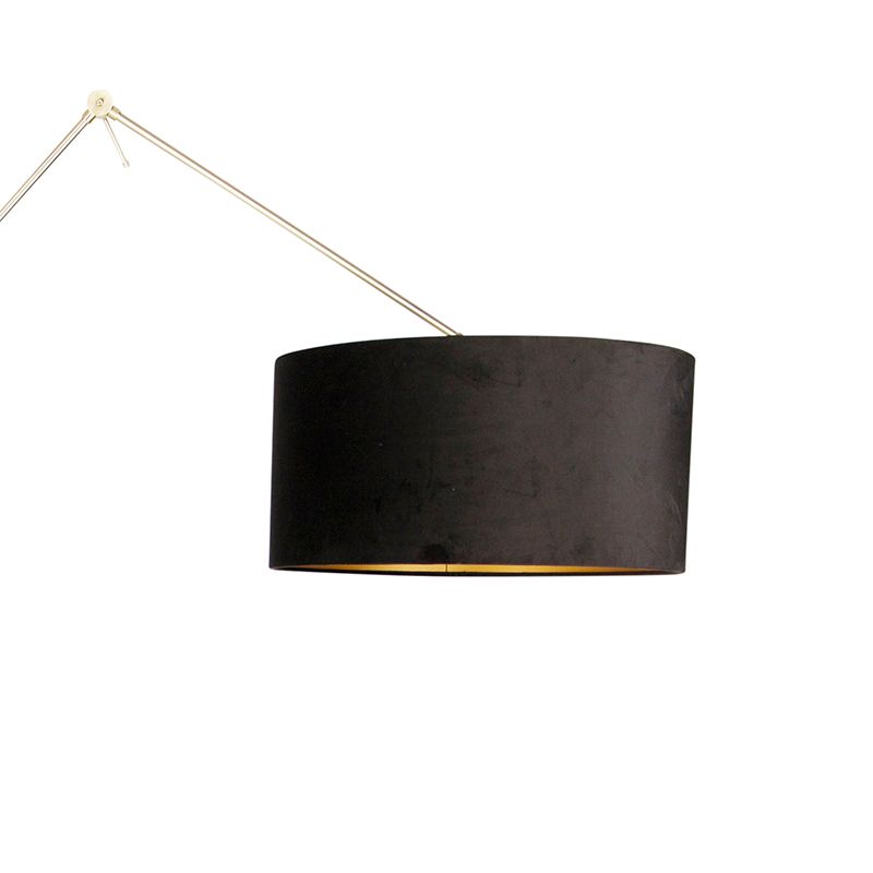 Moderne vloerlamp goud velours kap zwart 50 cm - Editor