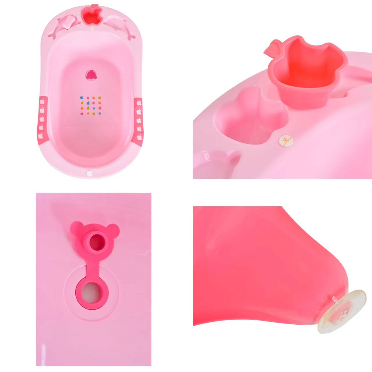Cangaroo Babybadewanne Larissa 89 cm, herausnehmbarer Badesitz, Wasserablauf rosa