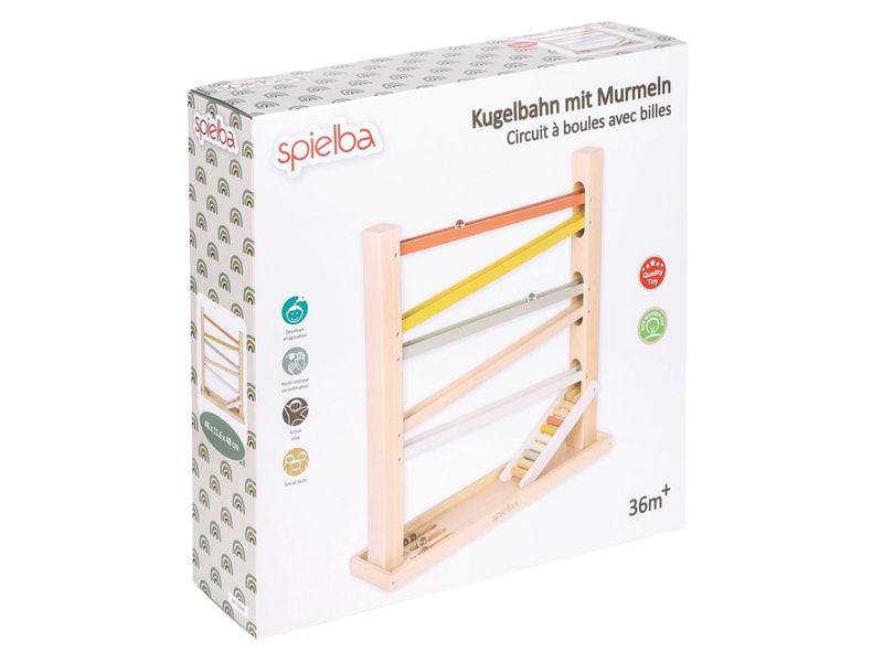 Spielba Holzspielwaren Kugelbahn mit Murmeln Robustes Holzspielzeug