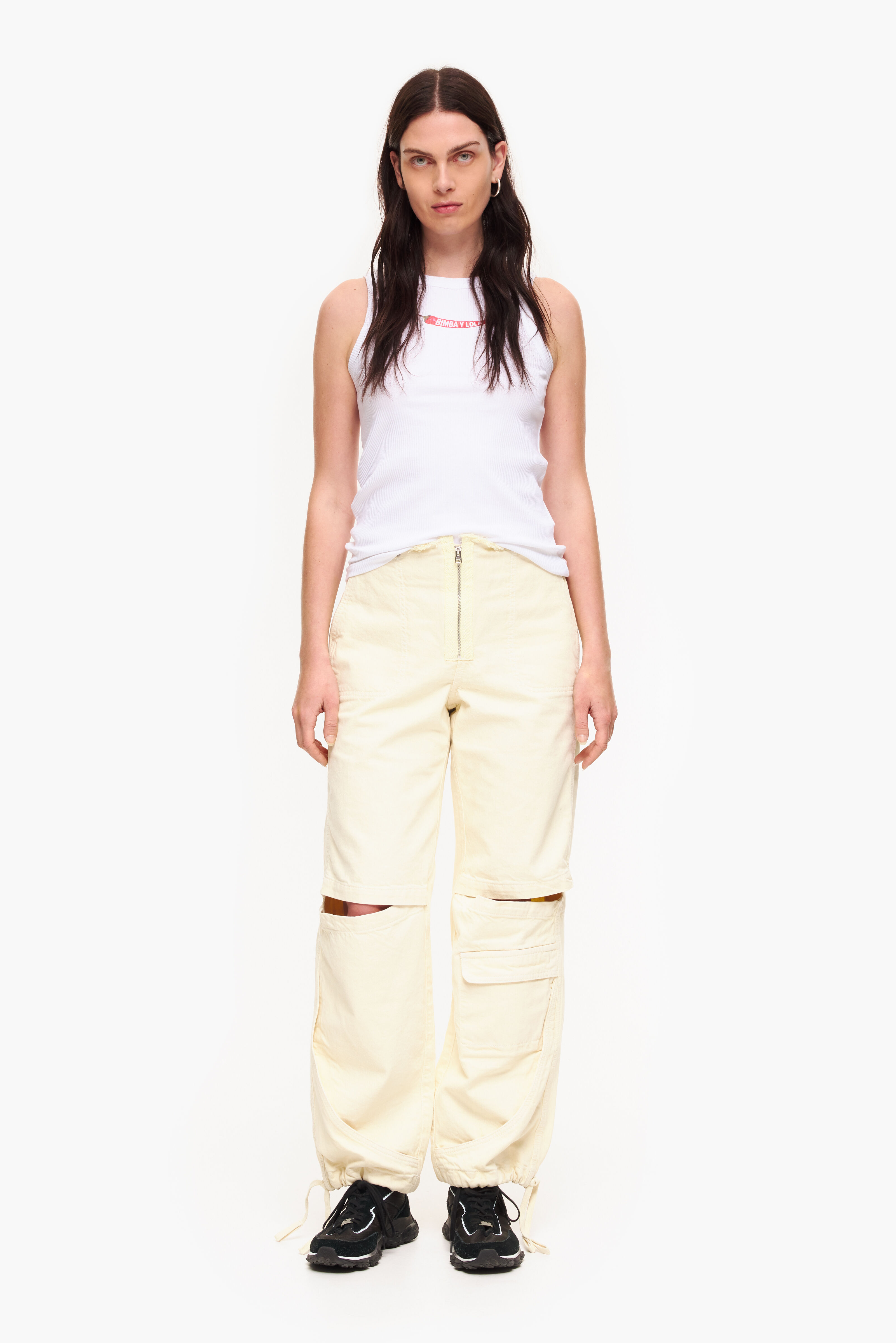 CARGO - Calça jeans de perna larga cor manteiga