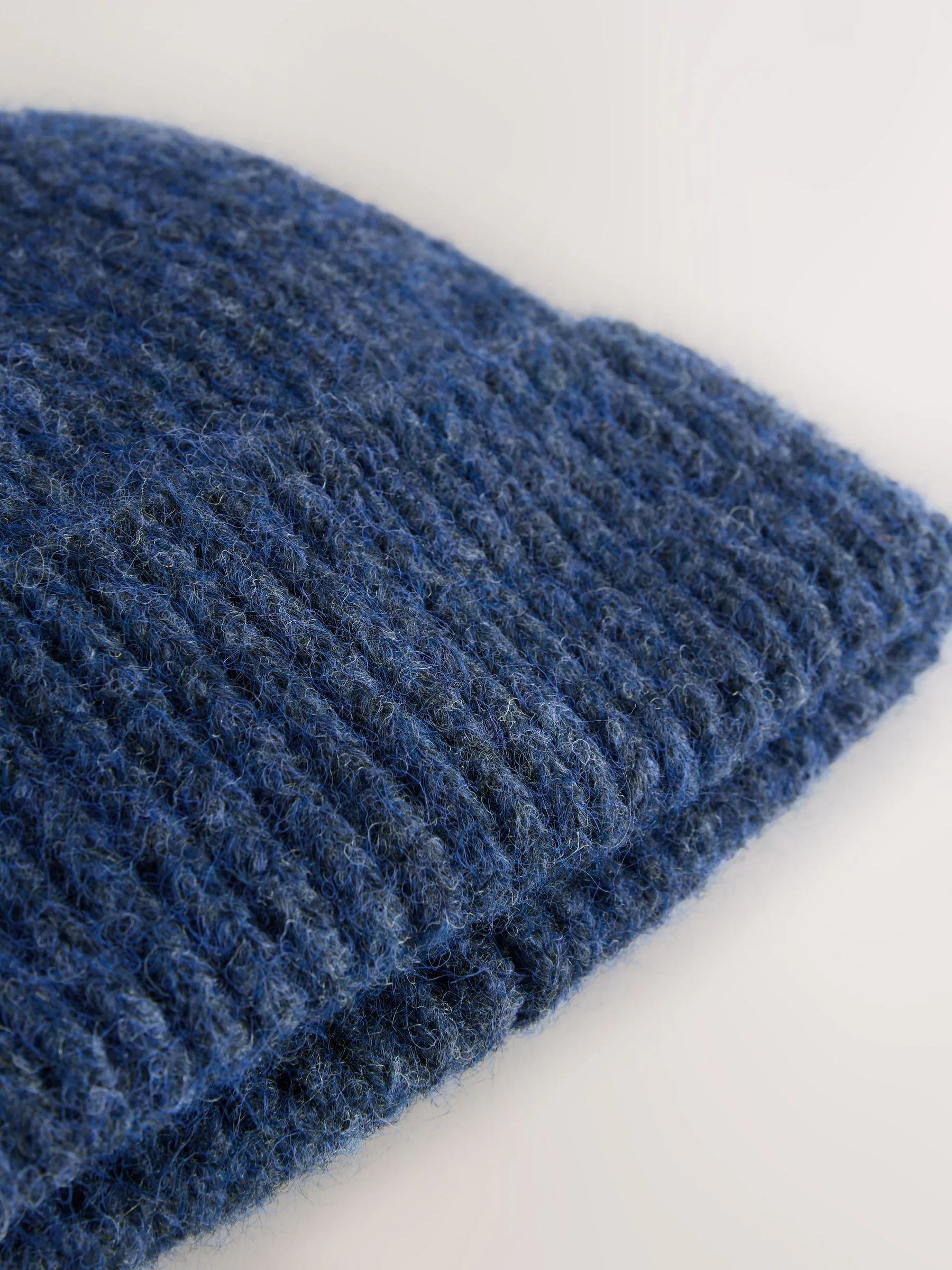 Marineblauw - Geribbelde beanie-muts met wol