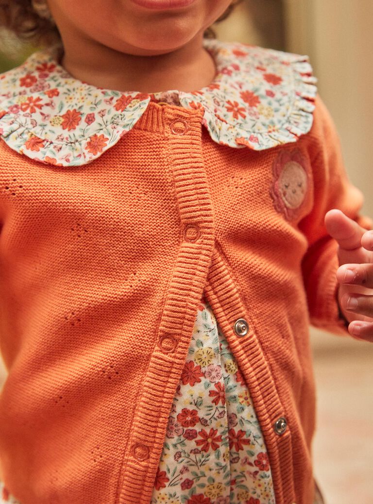 Cardigan orange à manches longues