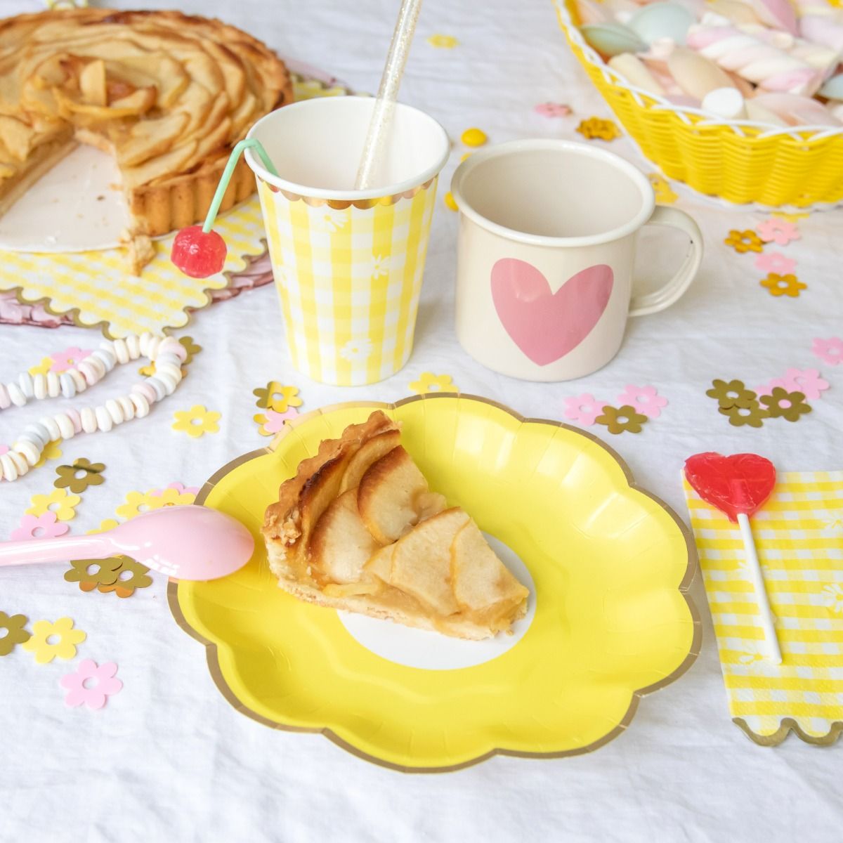 Lot de 8 assiettes en carton fleur Surprise Partie !