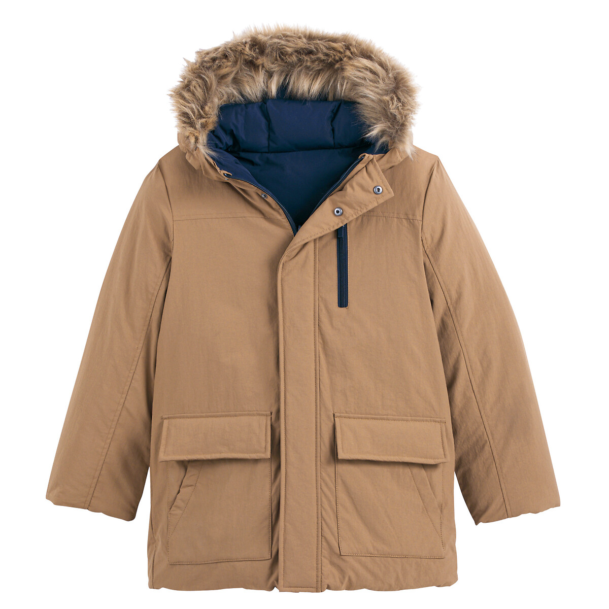 COLEÇÕES LA REDOUTE<br>Parka reversível com capuz forrado com pele sintética