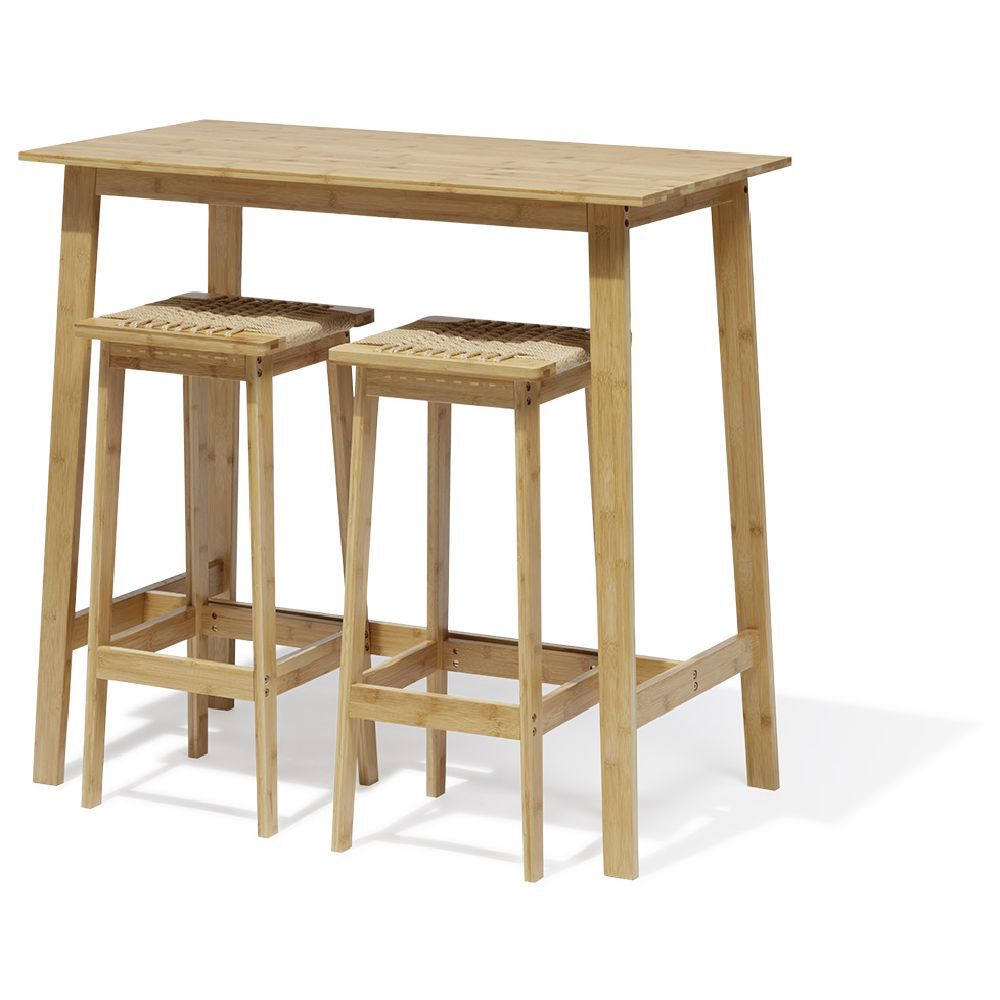 Table de bar et tabourets Baïa bambou naturel