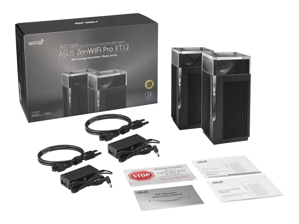 ASUS ZenWiFi Pro XT12 - Wi-Fi-system - (2 routere) - op til 6000 sq.ft - mesh 1GbE, 2.5GbE - Wi-Fi 6 - Tri-Band