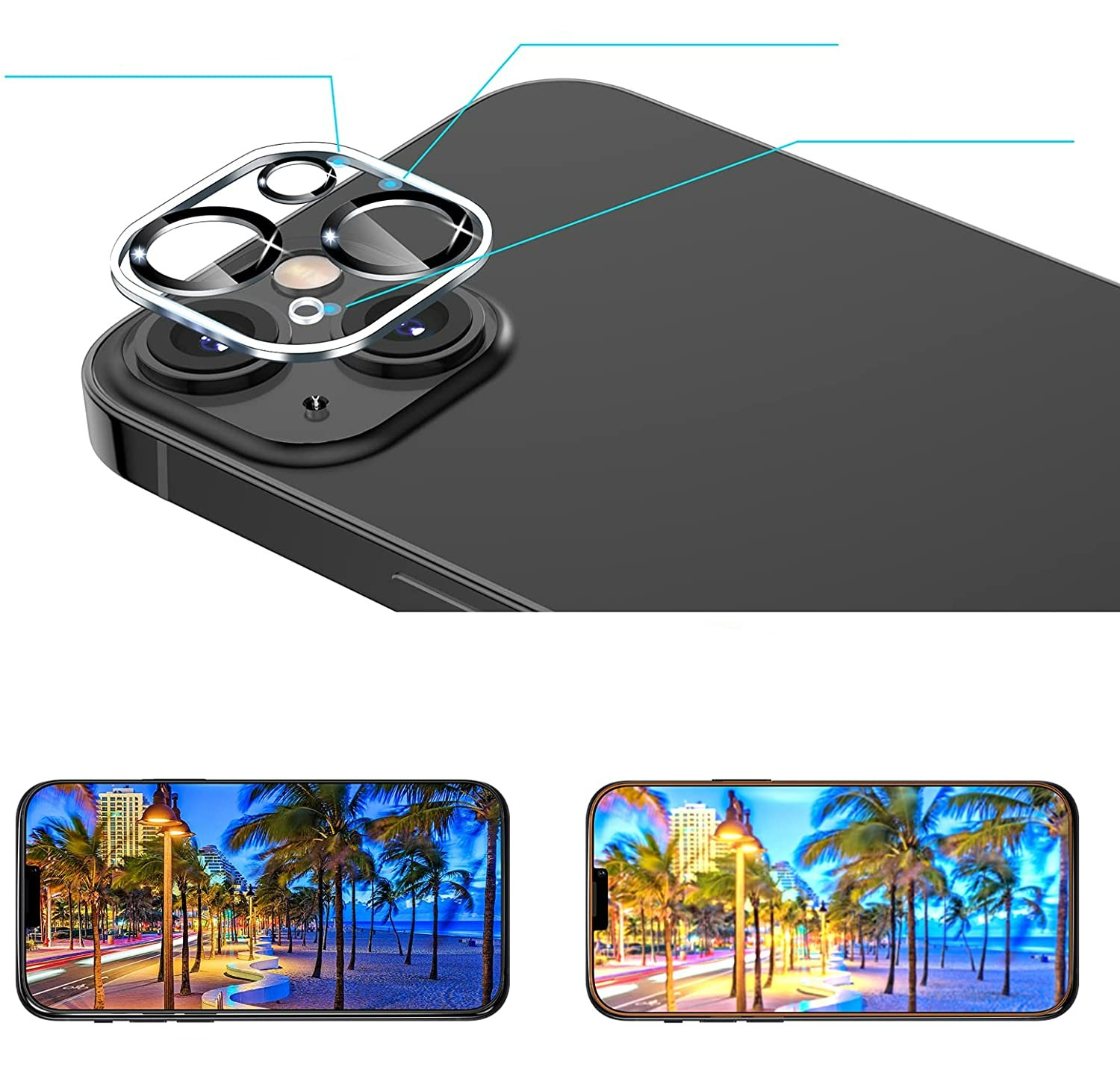 (2er Set) iPhone 14 / iPhone 14 Plus Kamera Objektiv Protector Panzer Glas Case Friendly - Transparent