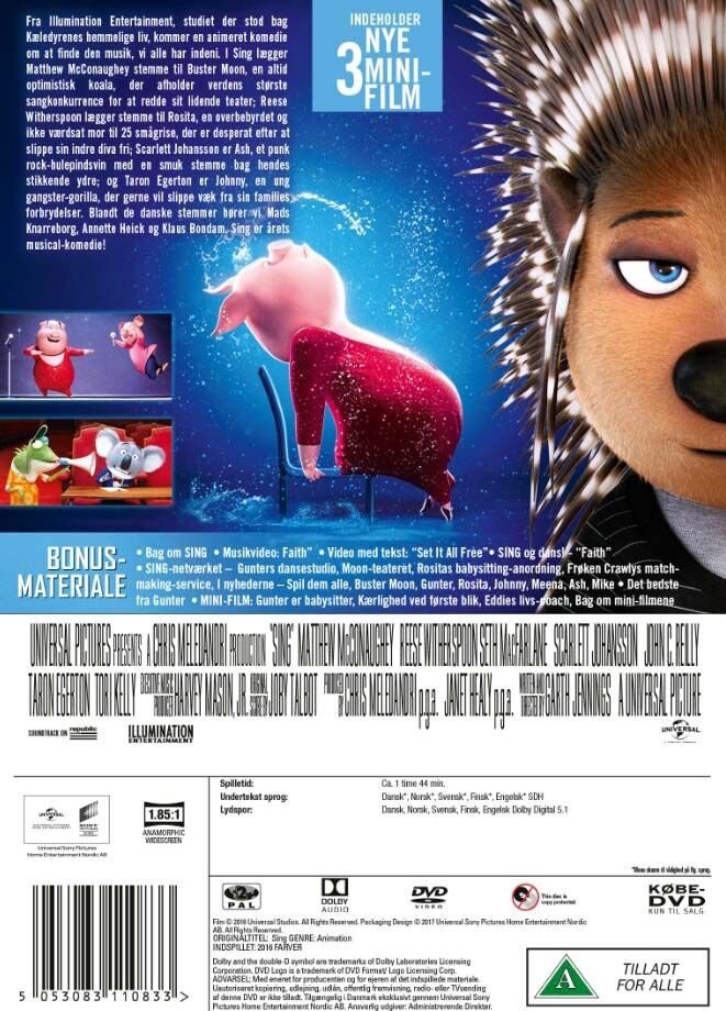 Syng 1 Film / Sing 1 - DVD