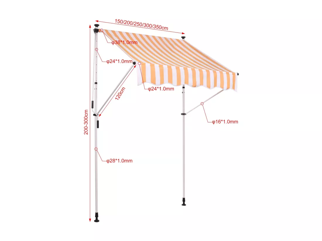 Auvent - Tissu - 200 x 120cm - Blanc / Jaune - Westerly