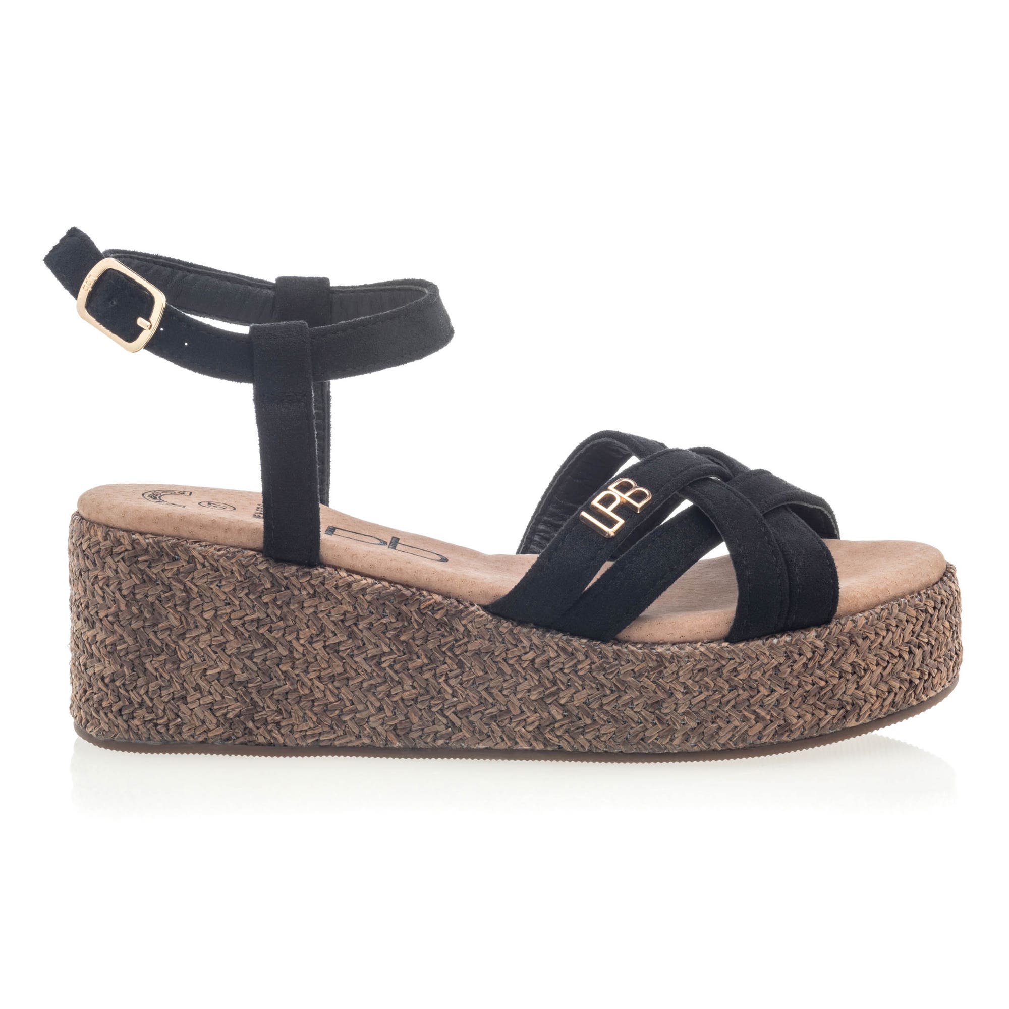 Nu-pieds à talon compensé Femme noir