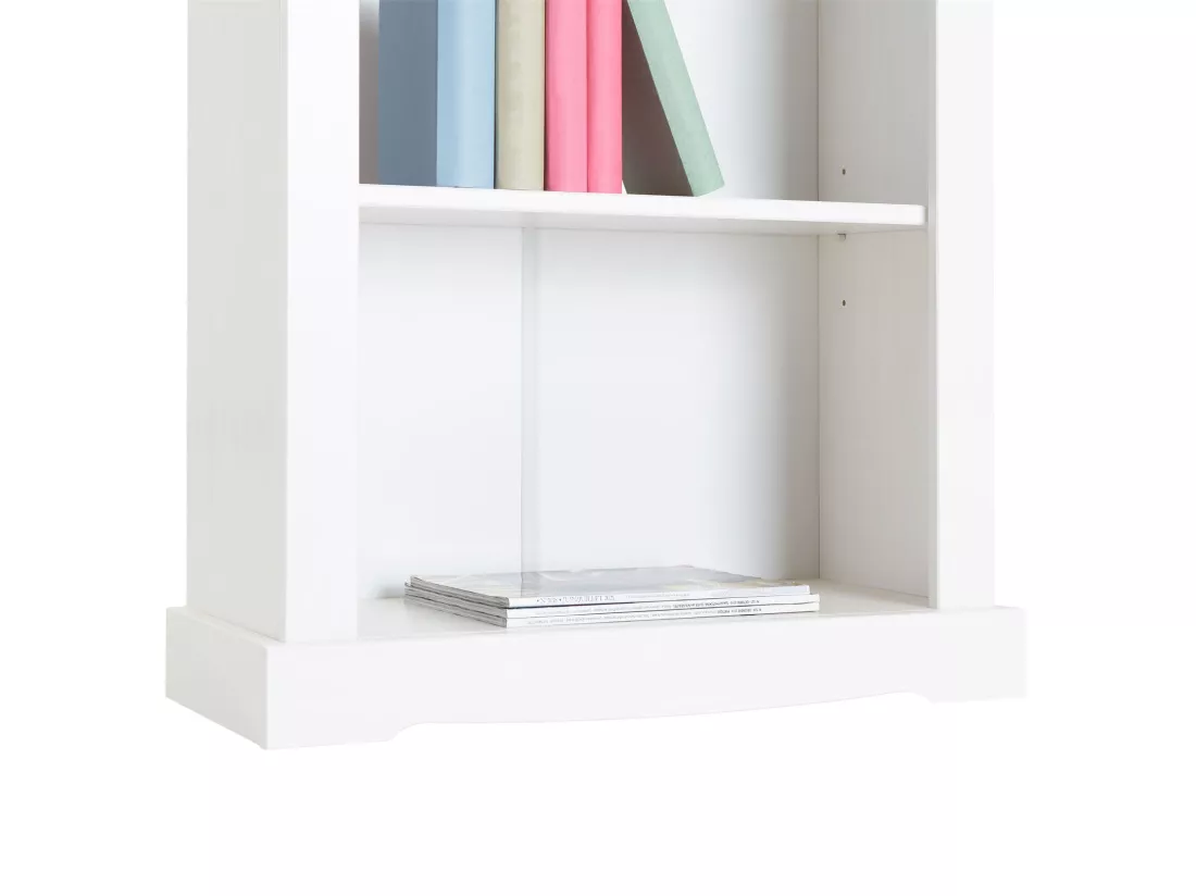 Etagère TEQUILA bibliothèque 3 étagères, dim 70 x 116 x 30 cm, en pin massif lasuré blanc et brun