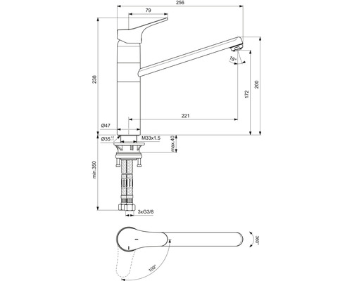 Ideal Standard keukenkraan CERAFIT chroom BC140AA