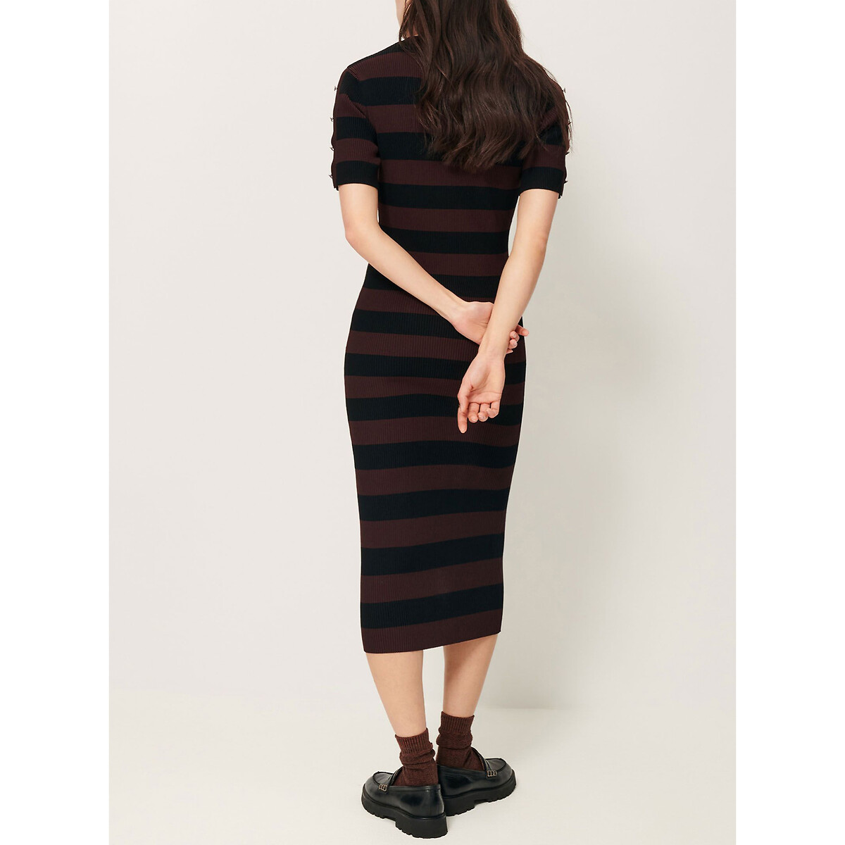 SESSUN<br>Vestido midi em malha listrada, MOORE