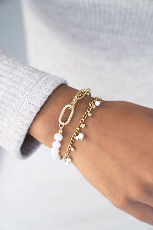 Armband met kleine munten en parels