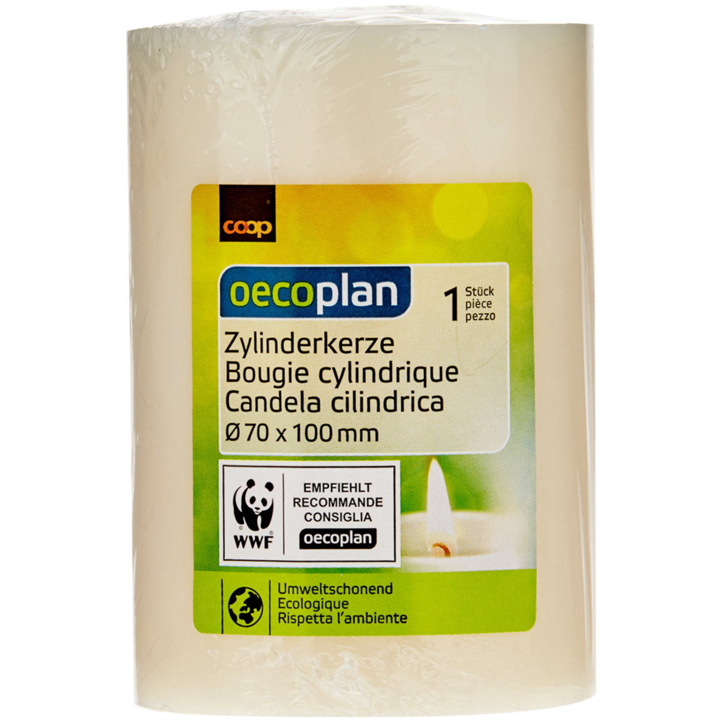 Oecoplan Zylinderkerze 70x100mm creme
