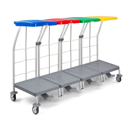 Chariot de ramassage linge 4 supports avec pédale Filmop