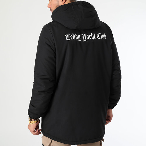 Parka Capuche Logo Noir Argenté Réfléchissant