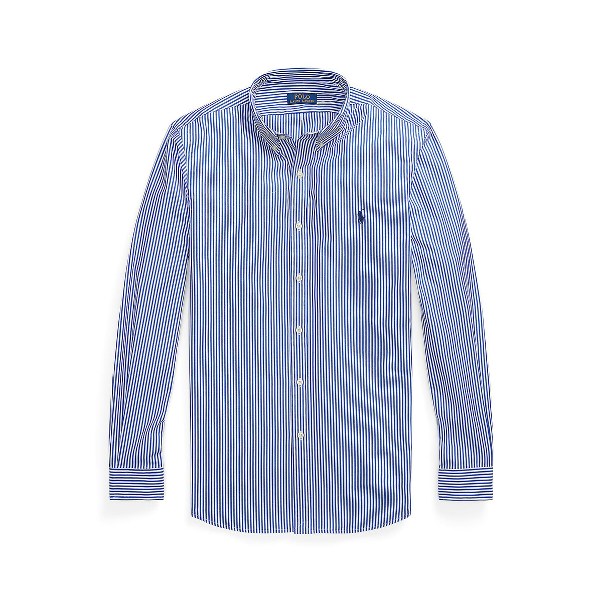 POLO RALPH LAUREN<br>Camisa listrada em popeline elástica, modelagem slim