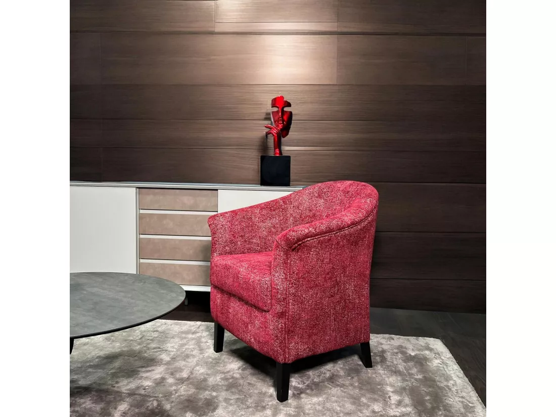 Fauteuil Cabriolet rouge chiné MIRA