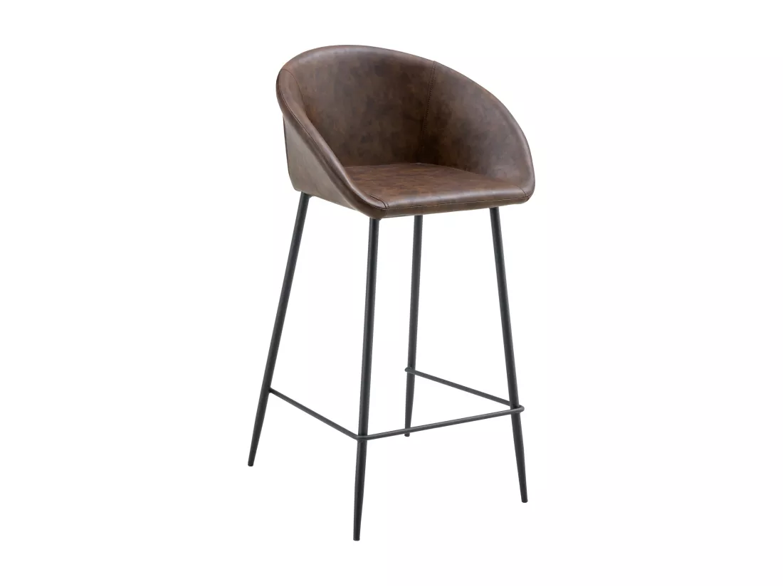 Lot de 2 tabourets de bar en simili marron ACHILLE - HAPPY GARDEN