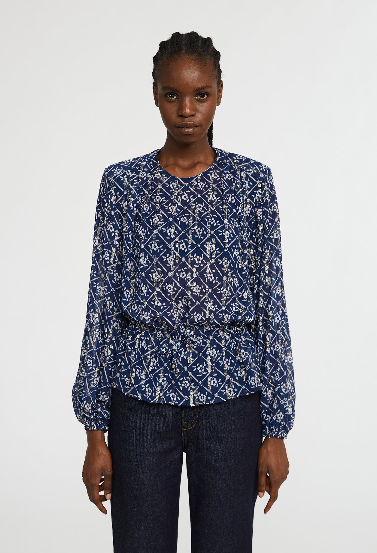 Blouse &agrave; motifs fleuris