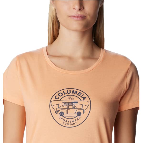 T-shirt randonnée COLUMBIA DAISY DAYS™ SHORT SLEEVE GRAPHIC TEE PEACH HEATHER/BUGVENTURE GRAPHIC