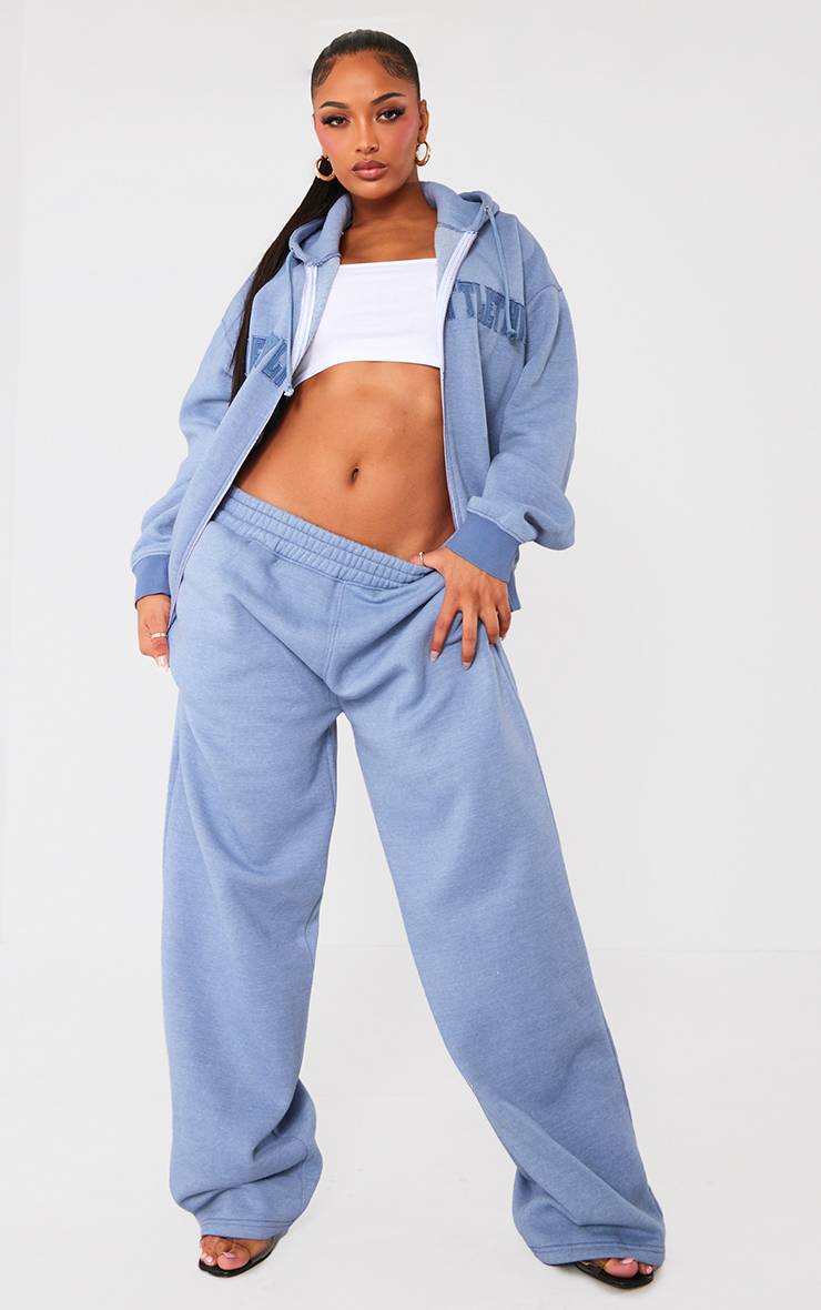 Petrol Blue Prettylittlething Shape Jogging Large À Jambes Évasées